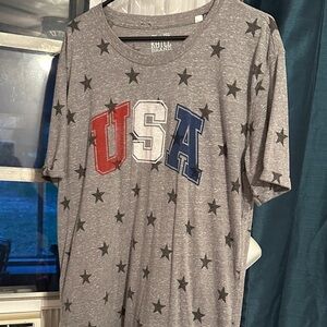 Gray USA Graphic Tee with Stars
